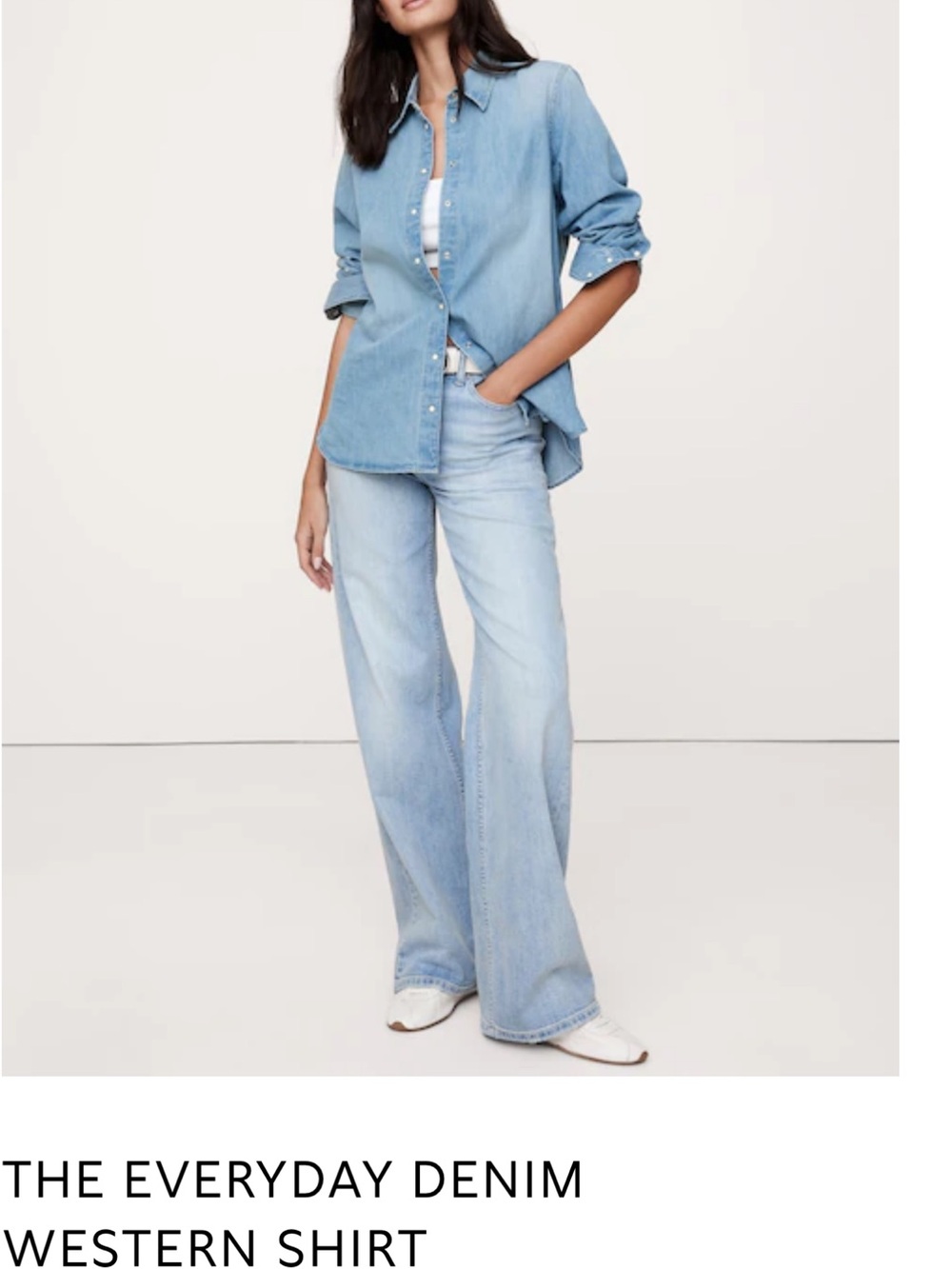 Banana Republic Factory Light Blue Denim Button-Down Shirt